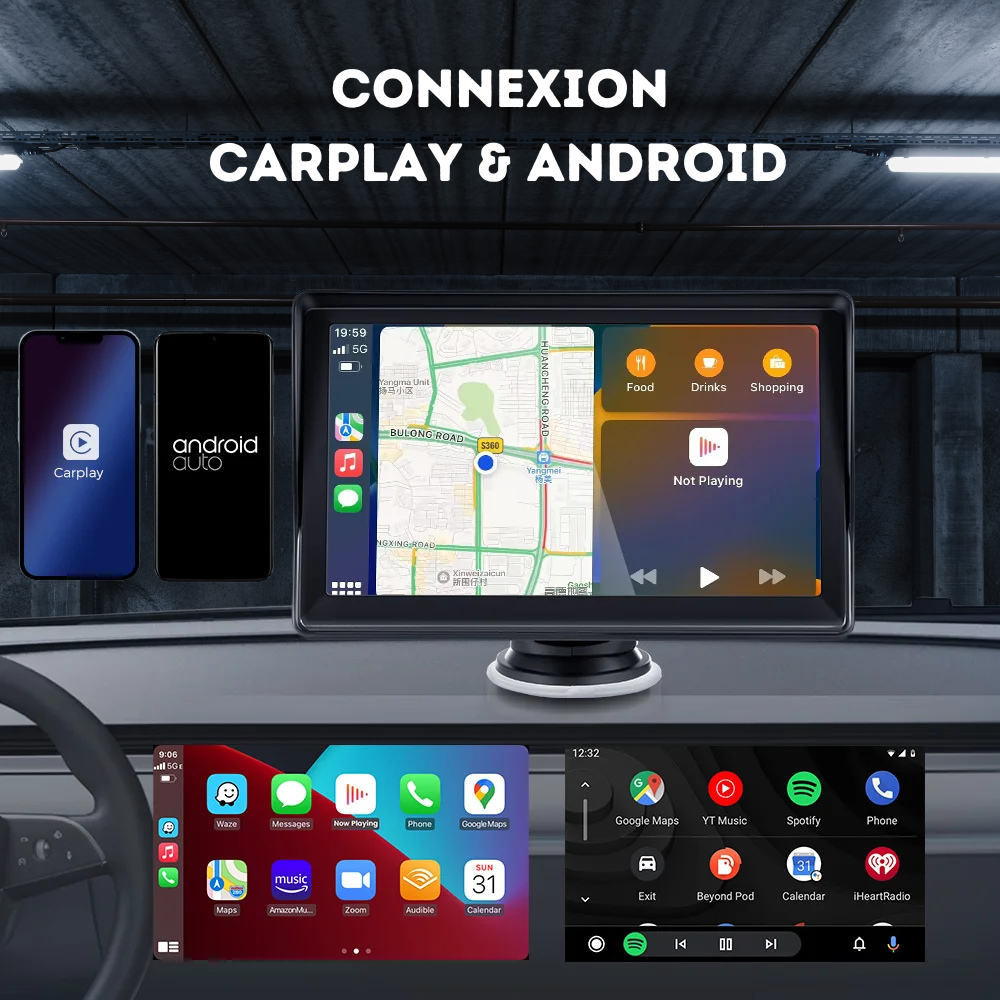 Profitez de CarPlay et Android Auto sans fil. Accédez à vos applis, GPS, et musique via un écran HD intuitif. Roulez connecté en toute simplicité !